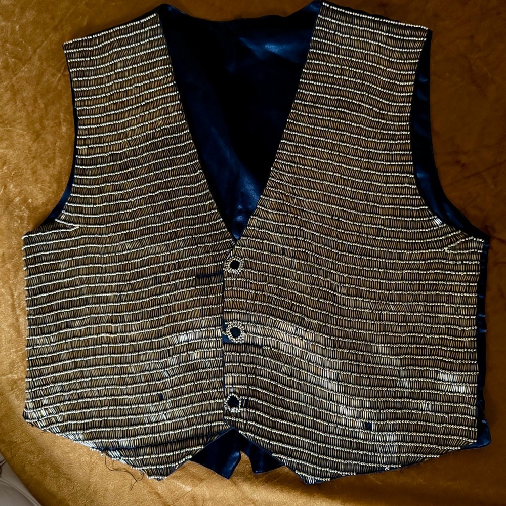 Gold Beaded Boho Vintage vest Women’s One-Size